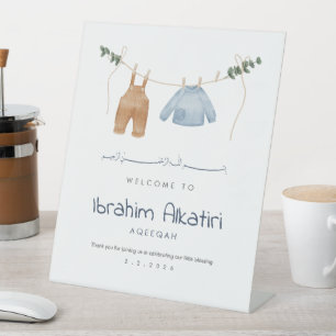 Minimalist Aqiqah Welcome Sign Baby Boy Blue Earth