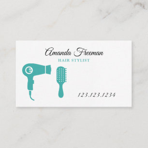Minimalist  Aqua and Black Hair Stylist Business Card