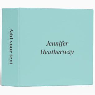 Minimalist aqua blue custom name binder