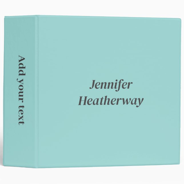 Minimalist aqua blue custom name binder (Front/Spine)