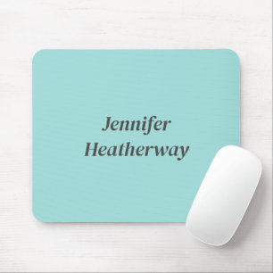 Minimalist aqua blue custom name mouse pad