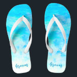 Minimalist Aqua Blue Gradient Groom Flip Flops<br><div class="desc">These Minimalist Aqua Blue Gradient groom flip flops will add a stylish dose of glam to your wedding day or other celebration. ♥Customize it with your wording by using the template fields. ♥ If you want to change the font style, colour or text placement, simply click the "Customize Further" button. ♥ If you...</div>