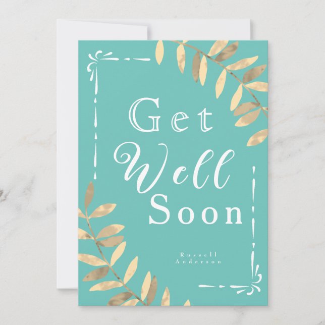 Minimalist Aqua Get Well Soon Card (Front)