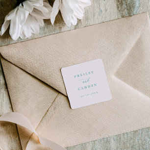 Minimalist Aqua Wedding Seals Modern Calligraphy