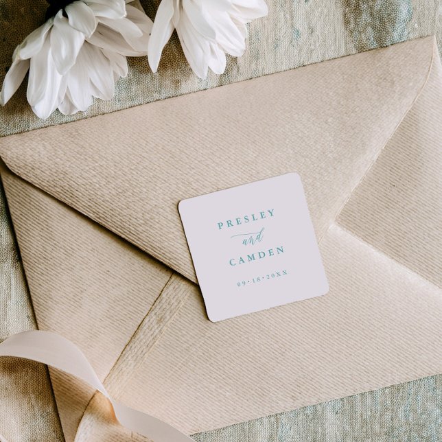 Minimalist Aqua Wedding Seals Modern Calligraphy (Creator Uploaded)