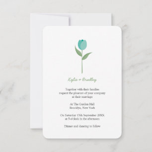 Minimalist Aquamarine Tulip Invitation