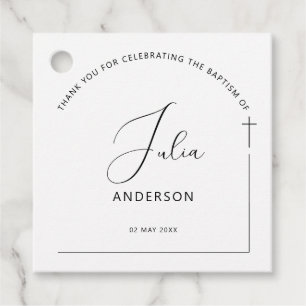 Minimalist arch baptism  favour tags