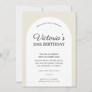 MINIMALIST arch birthday chic modern ivory cream Invitation