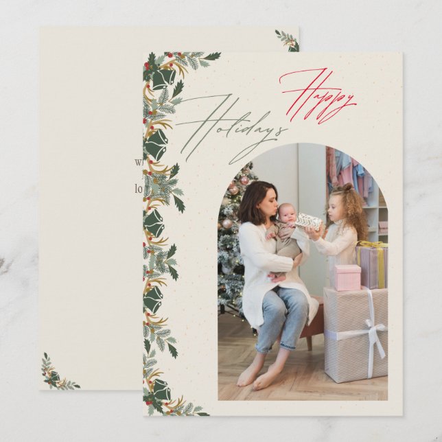 Minimalist Arch Family Photo Holiday Card  (Front/Back)