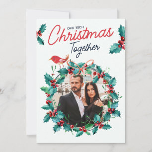 Minimalist Arch First Christmas Couple Photo Holiday Card