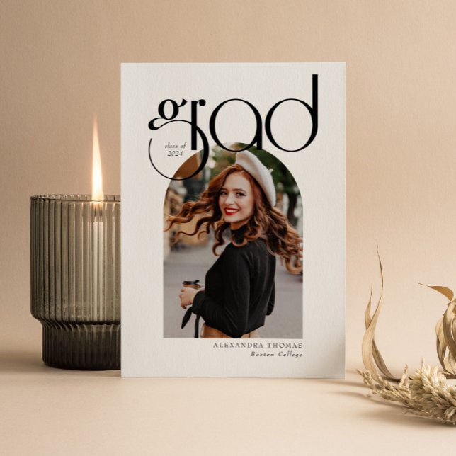 Minimalist Arch Modern Simple 5 Photo Graduation Invitation (Creator Uploaded)