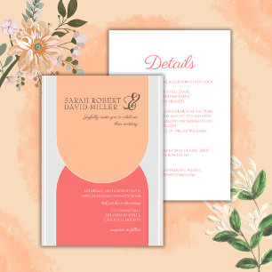 Minimalist Arch Peach Bold Wedding  Invitation