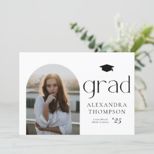 Minimalist Arch Photo Black Photo Graduation Announcement
