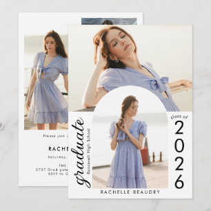Minimalist Arch Photo Collage Graduation Party Invitation