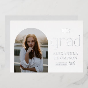 Minimalist Arch Photo Graduation Party Silver