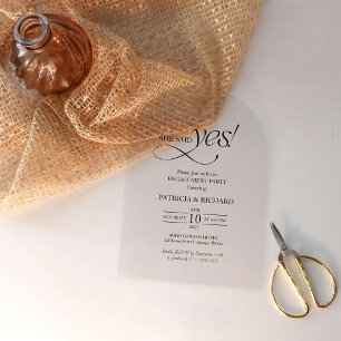 Minimalist Arch She Said Yes Engagement Party Acrylic Invitations