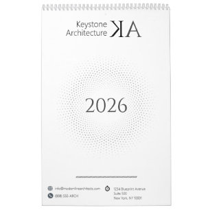 Minimalist Architect Modern B&W 2026 Calendar