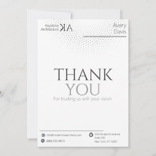 Minimalist Architect Thank You Card Black & White