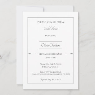 Minimalist Arrows Bridal Shower   White Invitation