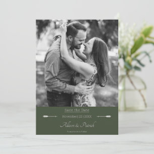 Minimalist Arrows Photo   Olive Green Save The Date