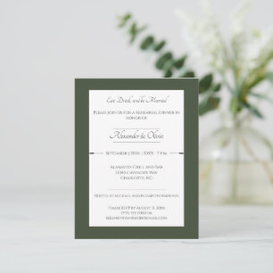 Minimalist Arrows Rehearsal Dinner Olive Green Invitation