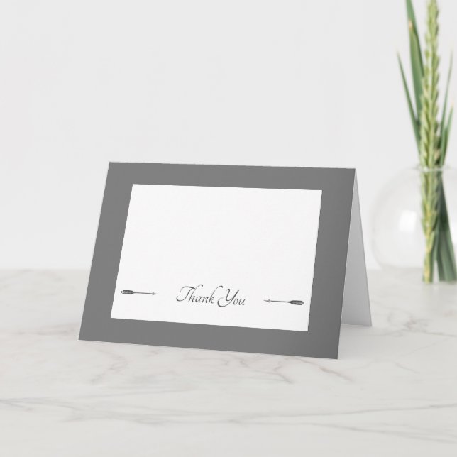 Minimalist Arrows Wedding | Grey  Thank You Card (Front)