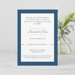 Minimalist Arrows Wedding Marseille Blue Invitation