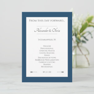Minimalist Arrows Wedding Marseille Blue Program