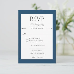 Minimalist Arrows Wedding Marseille Blue RSVP Card
