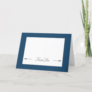 Minimalist Arrows Wedding Marseille Blue Thank You Card