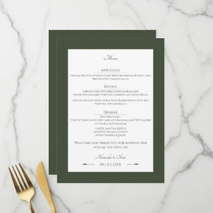 Minimalist Arrows Wedding Olive Green Menu