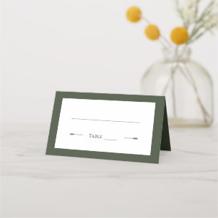 Minimalist Arrows Wedding   Olive Green Place Card