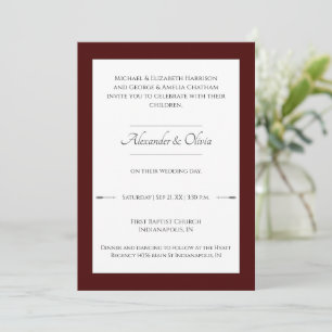 Minimalist Arrows Wedding Red Invitation