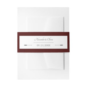 Minimalist Arrows Wedding Red Invitation Belly Band