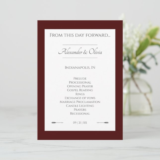 Minimalist Arrows Wedding | Red Program (Standing Front)