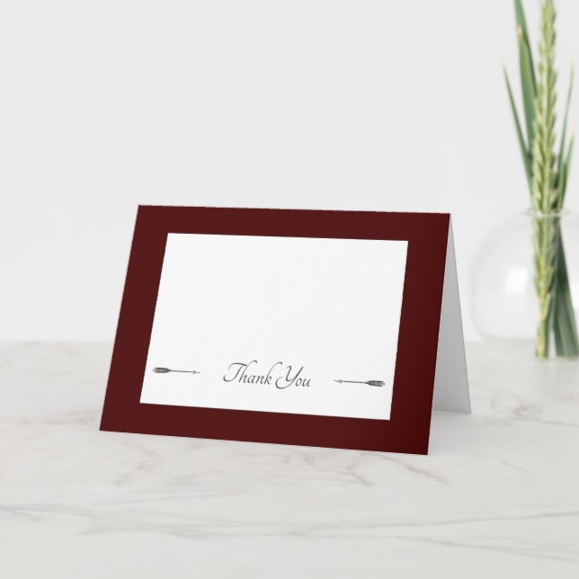 Minimalist Arrows Wedding | Red  Thank You Card (Front)