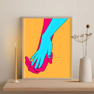 Minimalist Art Abstract Hands Geometric Poster