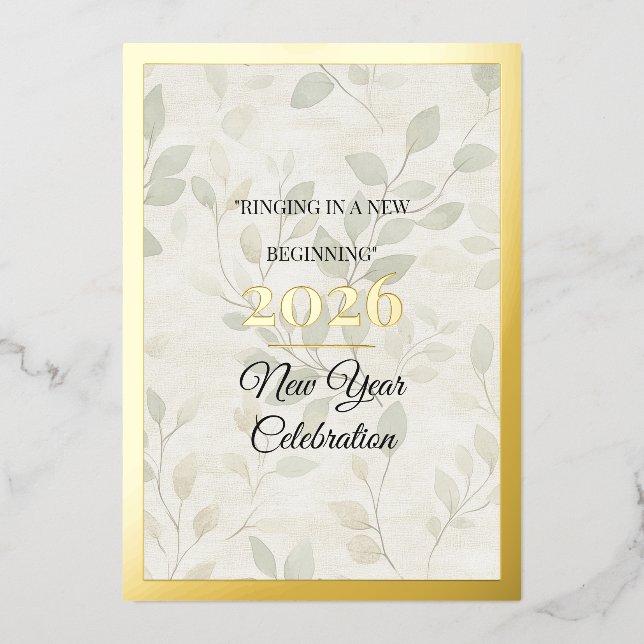 Minimalist Art New Year Invitation Card in Foil (Front)