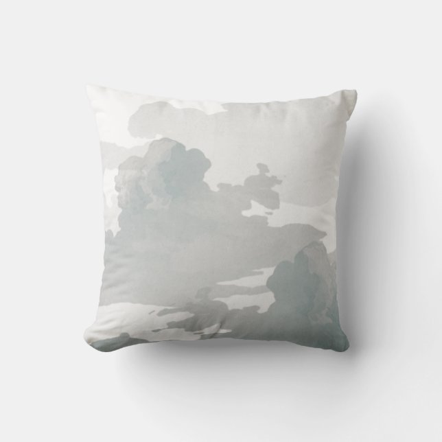 Minimalist Artistic Abstract Clouds | Grey & White Throw Pillow (Front)
