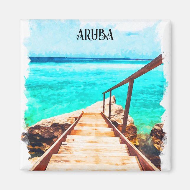 Minimalist Aruba Caribbean Tropical Vacation Magnet (Front)