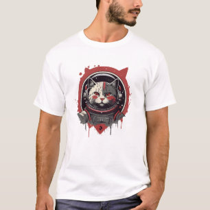 minimalist astronaut cat face logo T-Shirt