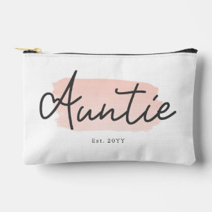 Minimalist Auntie Baby Pink Brush Stroke New Aunt Accessory Pouch