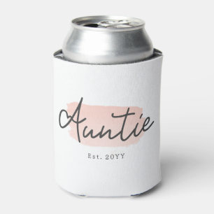 Minimalist Auntie Baby Pink Brush Stroke New Aunt Can Cooler