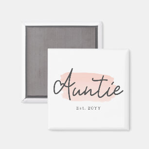 Minimalist Auntie Baby Pink Brush Stroke New Aunt Magnet