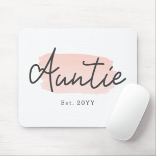 Minimalist Auntie Baby Pink Brush Stroke New Aunt Mouse Pad