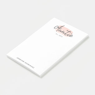 Minimalist Auntie Baby Pink Brush Stroke New Aunt Post-it Notes