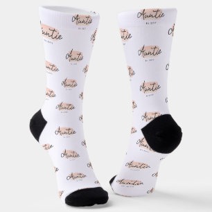 Minimalist Auntie Baby Pink Brush Stroke New Aunt Socks