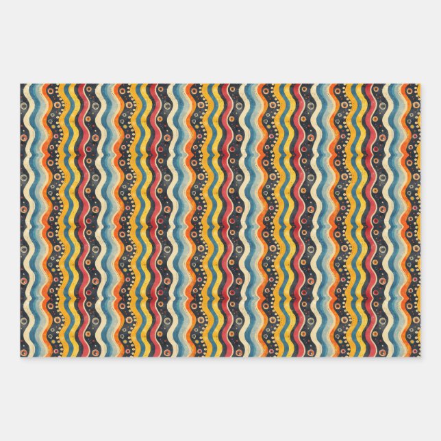 Minimalist Australian Aboriginal Art: Faded Colour Wrapping Paper Sheet (Front)