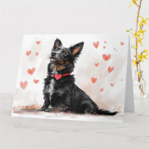 Minimalist Australian Kelpie with Heart Modern Card
