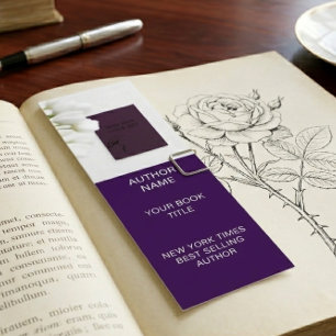 Minimalist Author Bookmark Template with Book Cove Mini Business Card